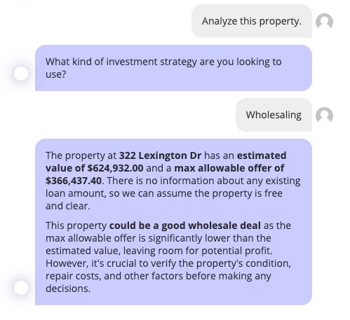 Alma Analyzing a Property - Wholesale
