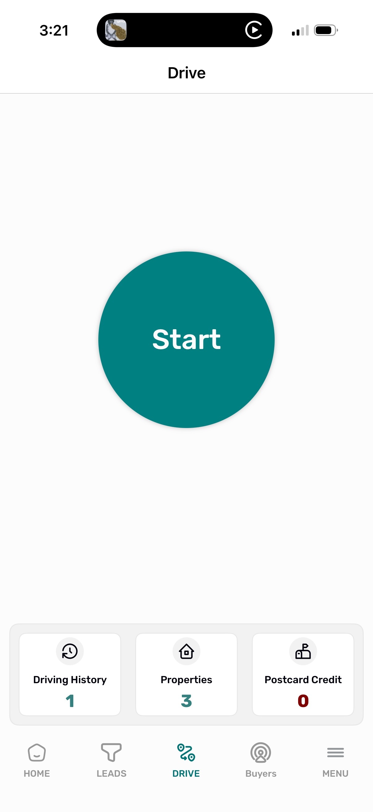 Driving for dollars start button
