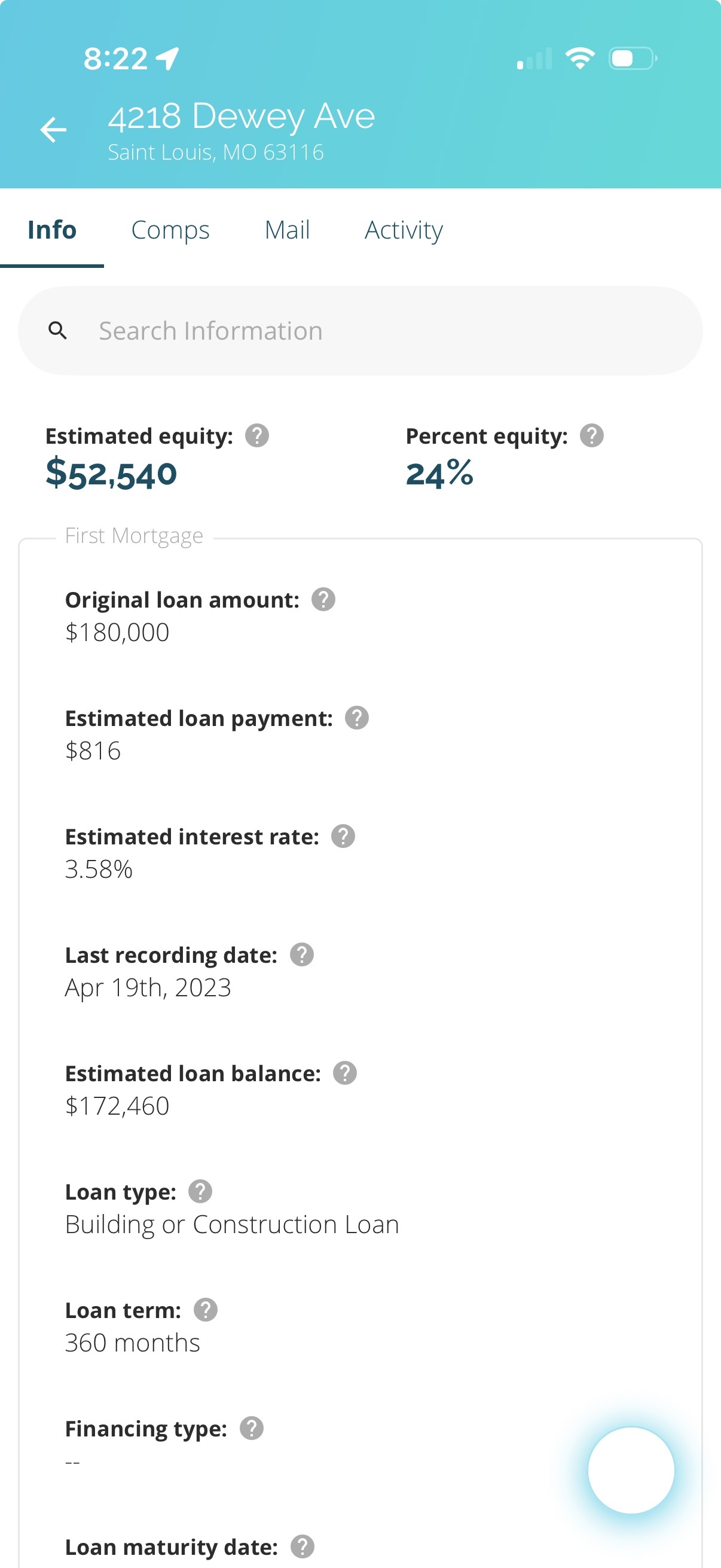 DealMachine Property Information Card