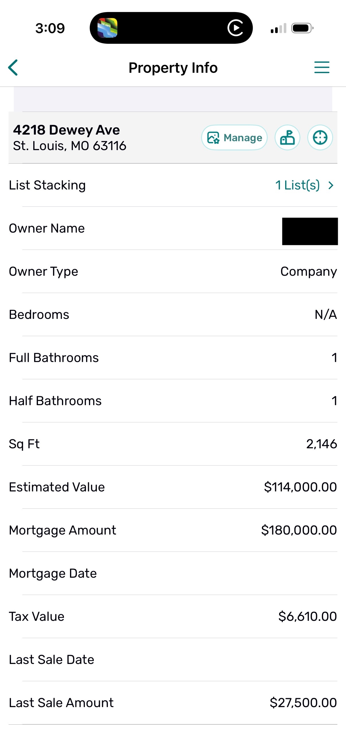 RESimpli Property data screen